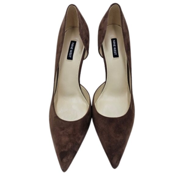 Women’s Nine West Folowe D’Orsay Pointed Toe Pumps – Brown Suede – Size 11 - Picture 8 of 9